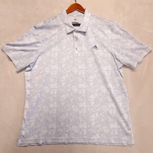 Adidas Golf Mens Performance Polo 2XL Gray Abstract Cobblestone Print RN#88387